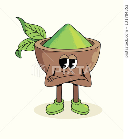 matcha crossed arms groovy cartoon illustration matcha crossed arms groovy cartoon illustration 131784352