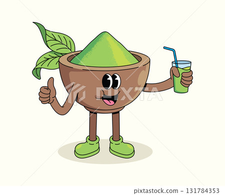matcha drink groovy cartoon illustration matcha drink groovy cartoon illustration 131784353