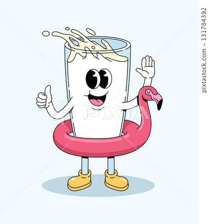 milk float beach cartoon illustration 131784392