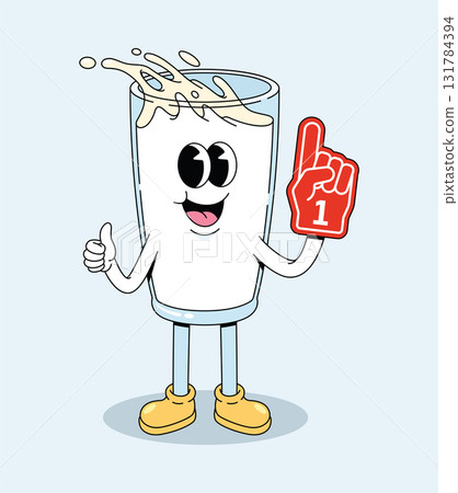 milk foam hand groovy cartoon illustration milk foam hand groovy cartoon illustration 131784394