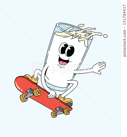 milk skateboard cartoon groovy illustration milk skateboard cartoon groovy illustration 131784417
