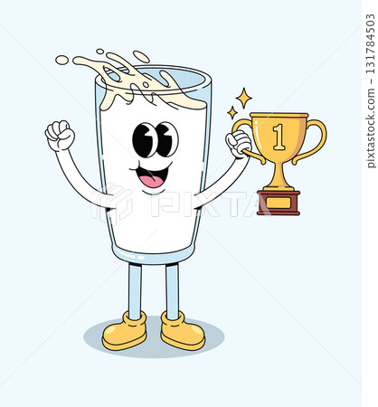 milk trophy cartoon groovy illustration 131784503