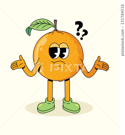 orange confused groovy cartoon illustration orange confused groovy cartoon illustration 131784518