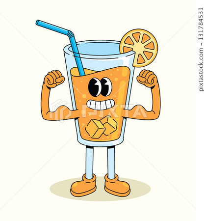 orange drink strong groovy cartoon illustration orange drink strong groovy cartoon illustration 131784531