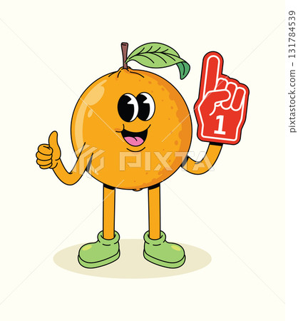 orange foam hand groovy cartoon illustration orange foam hand groovy cartoon illustration 131784539