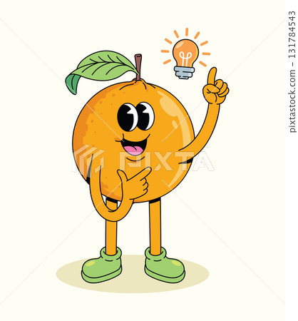 orange idea groovy cartoon illustration orange idea groovy cartoon illustration 131784543