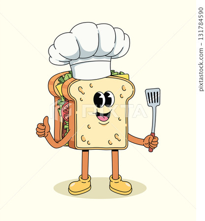 sandwich chef groovy cartoon illustration sandwich chef groovy cartoon illustration 131784590