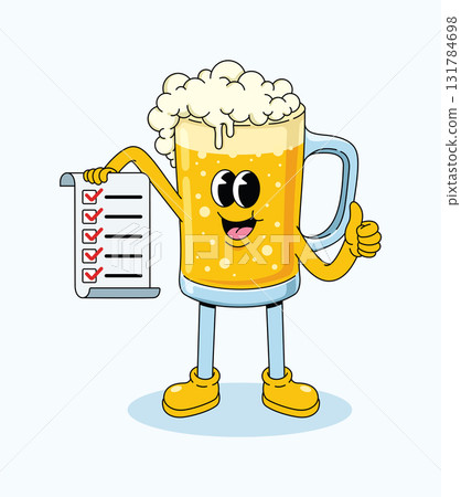beer checklist groovy cartoon illustration 131784698