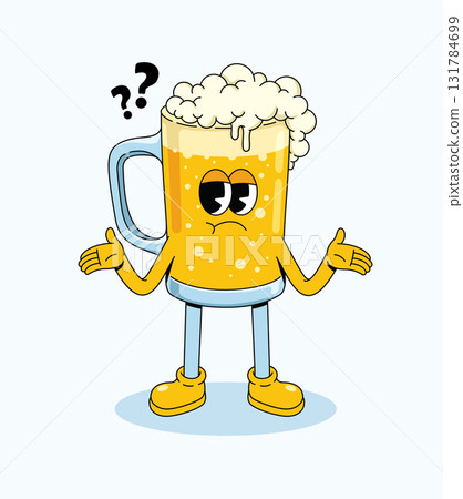 beer confused groovy cartoon illustration 131784699