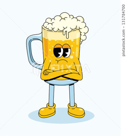 beer crossed arms groovy cartoon illustration beer crossed arms groovy cartoon illustration 131784700