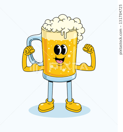 beer strong groovy cartoon illustration 131784725