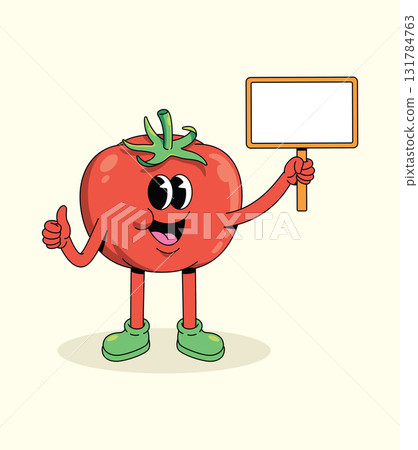 tomato blank board groovy cartoon illustration 131784763