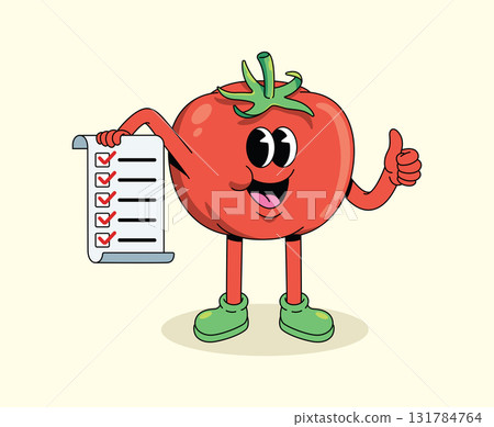 tomato checklist groovy cartoon illustration tomato checklist groovy cartoon illustration 131784764