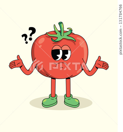tomato confused groovy cartoon illustration tomato confused groovy cartoon illustration 131784766
