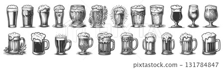Beer Glasses and Mugs Collection vector 131784847