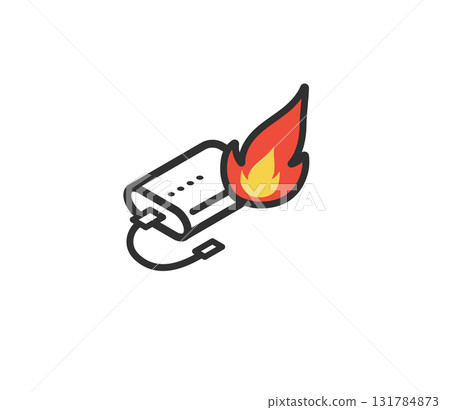 Mobile battery fire accident icon illustration Mobile battery fire accident icon illustration 131784873