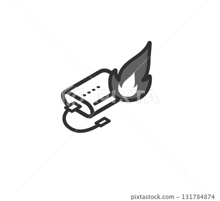 Mobile battery fire accident icon illustration Mobile battery fire accident icon illustration 131784874