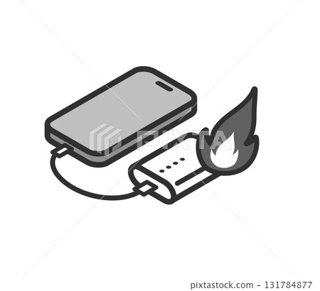 充電移動電池和手機火災事故圖示說明 131784877