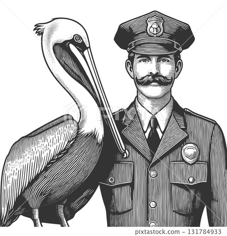 Police officer holding a large pelican vector 131784933