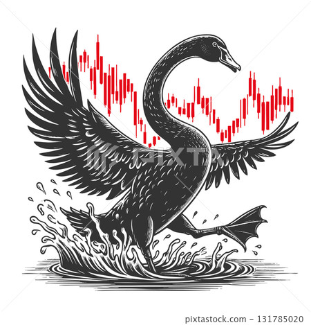 Black Swan Crashing Stock Chart Crisis Metaphor 131785020