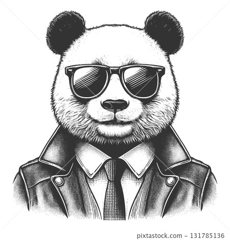 Cool Panda Wearing Sunglasses Hipster Style raster 131785136