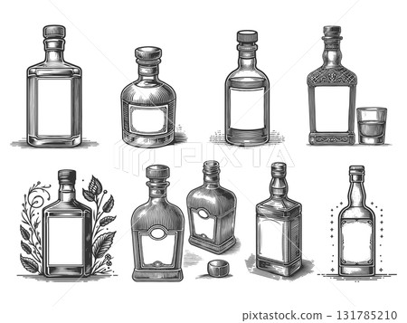 Liquor Bottles with Blank Labels set vector 131785210