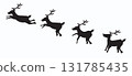 Deer or raindeer jumping in silhouette flat design. Isolated on white background, Vector Illustration 131785435