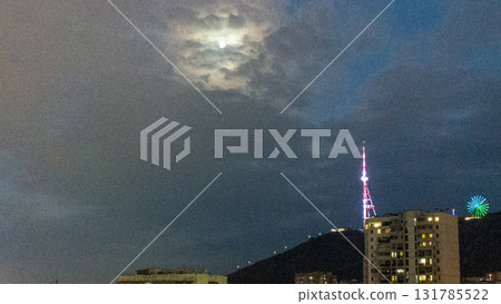 Part of park Mziuri  AND Vake district in Tbilisi and TV Tower (view from Saburtalo 131785522