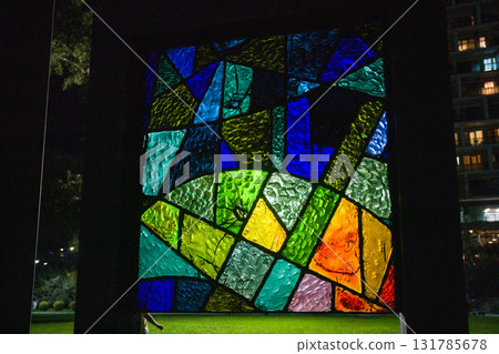 Stained glass in park Mziuri Tbilisi in night Stained glass in park Mziuri Tbilisi in night 131785678