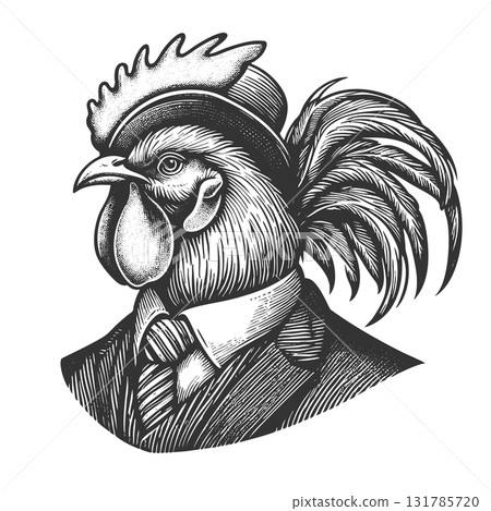 Anthropomorphic rooster in suit vector 131785720