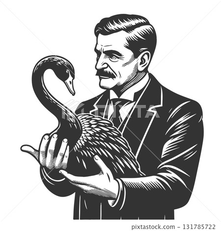 Businessman with Black Swan vector 131785722