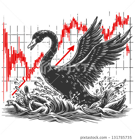 Black Swan Crashing Stock Chart Crisis Metaphor 131785735