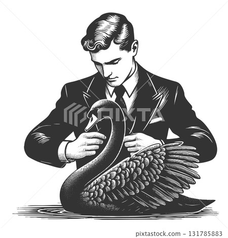 Businessman with Black Swan vector 131785883