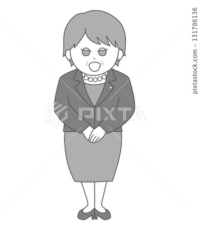 女總理微笑全身單色插圖 女總理微笑全身單色插圖 131786136