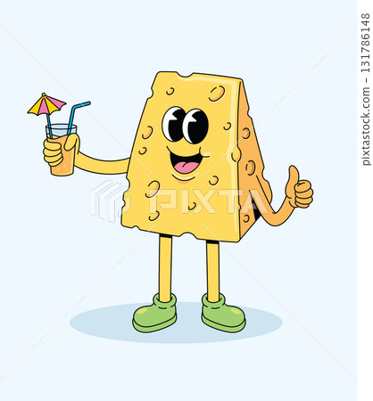 cheese drink groovy cartoon illustration cheese drink groovy cartoon illustration 131786148
