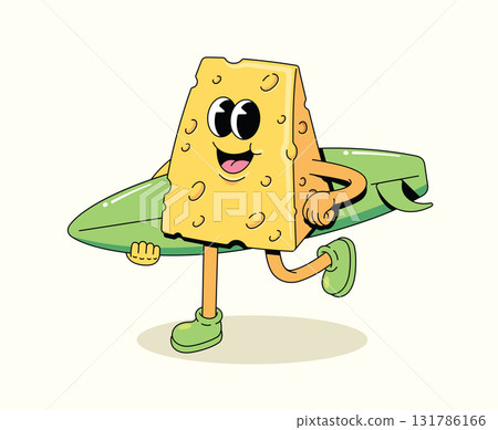 cheese surf groovy cartoon illustration cheese surf groovy cartoon illustration 131786166