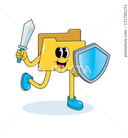 folder data protection groovy cartoon illustration 131786251
