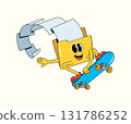 folder data skateboard groovy cartoon illustration 131786252