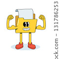 folder data strong groovy cartoon illustration 131786253