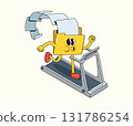 folder data treadmill groovy cartoon illustration 131786254