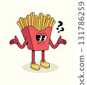 french fries confused groovy cartoon illustration 131786259