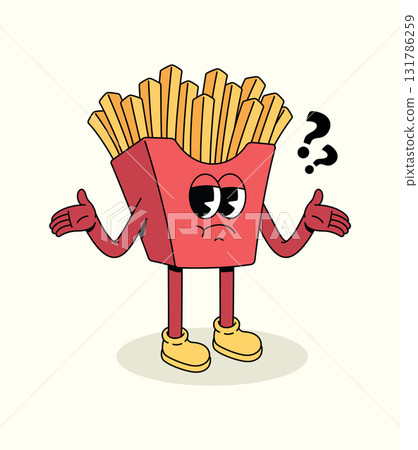 french fries confused groovy cartoon illustration french fries confused groovy cartoon illustration 131786259