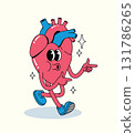 heart energetic walk groovy cartoon illustration 131786265