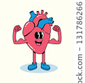 heart strong groovy cartoon illustration 131786266