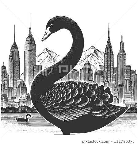 Black Swan City Skyline engraving sketch vector Black Swan City Skyline engraving sketch vector 131786375