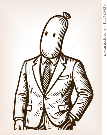 Funny sausage head character in business suit Funny sausage head character in business suit 131786429