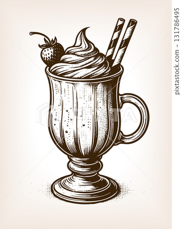 milkshake glass with cream vector illustration milkshake glass with cream vector illustration 131786495