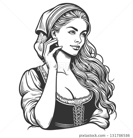 Traditional German Woman in Folk Dress vector 131786586