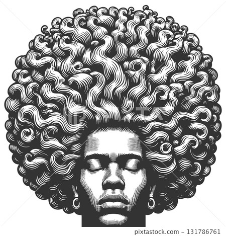 person with voluminous afro engraving vector person with voluminous afro engraving vector 131786761