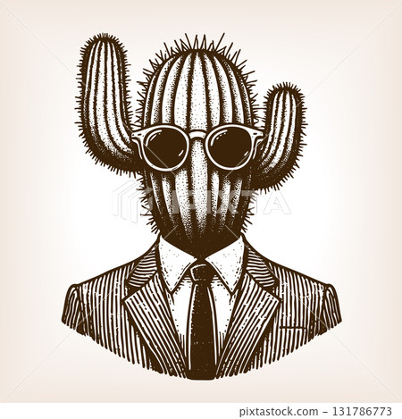cactus man in suit wearing sunglasses vector cactus man in suit wearing sunglasses vector 131786773
